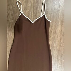 Abercrombie & Fitch Brown Maxi Slip Dress with Cream Trim